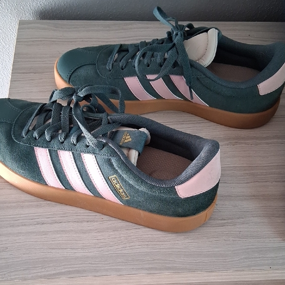 Adidas Green and Pink Suede Sneakers - Picture 2 of 5